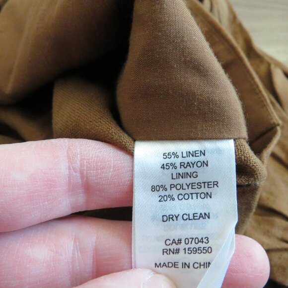 JOIE Linen Blend Cropped Button Tie Front Blouse Top in Brown Boho Cottage Sz M - Picture 14 of 14